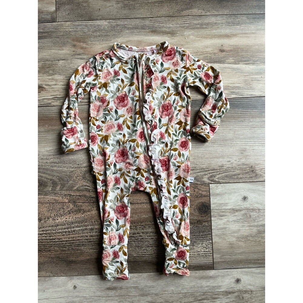 Blush Lotus Baby Girls Bamboo Double Zippy Pajamas Floral  3-6